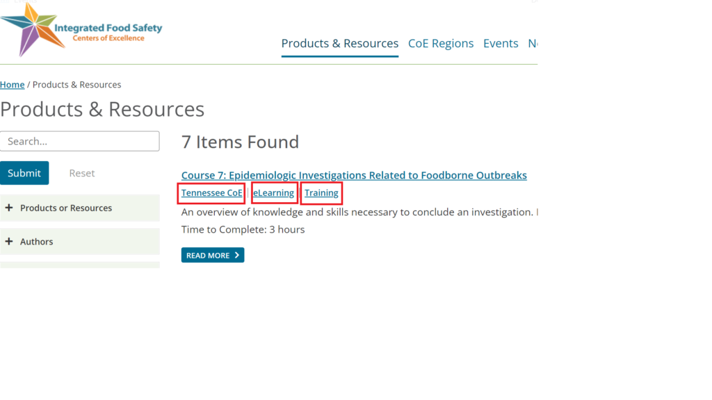 Screenshot of Product or Resource tag links enclosed in a red box.